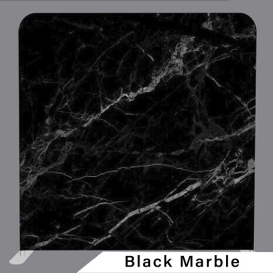 Black marble photography backdrop with gray veining in Calgary photo booth