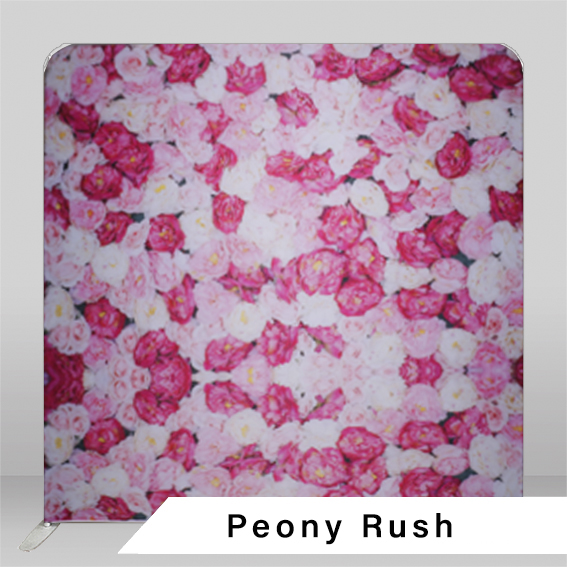 Calgary photo booth backdrop Peony Rush pink flower wall with peonies