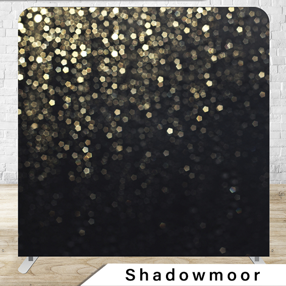 Shadowmoor gold bokeh backdrop with black background for Calgary photo booth