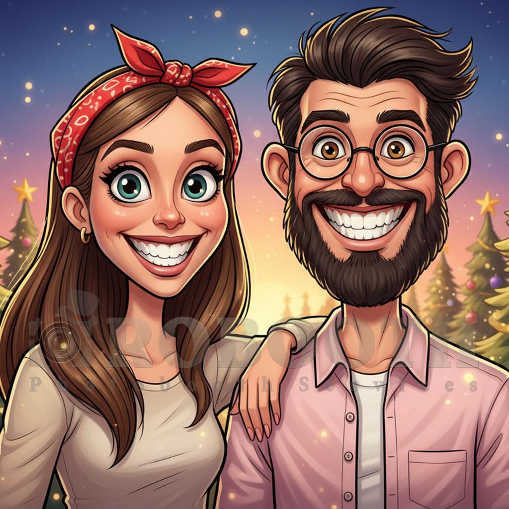 Robooth AI caricature booth at events in Calgary, Banff, and Canmore