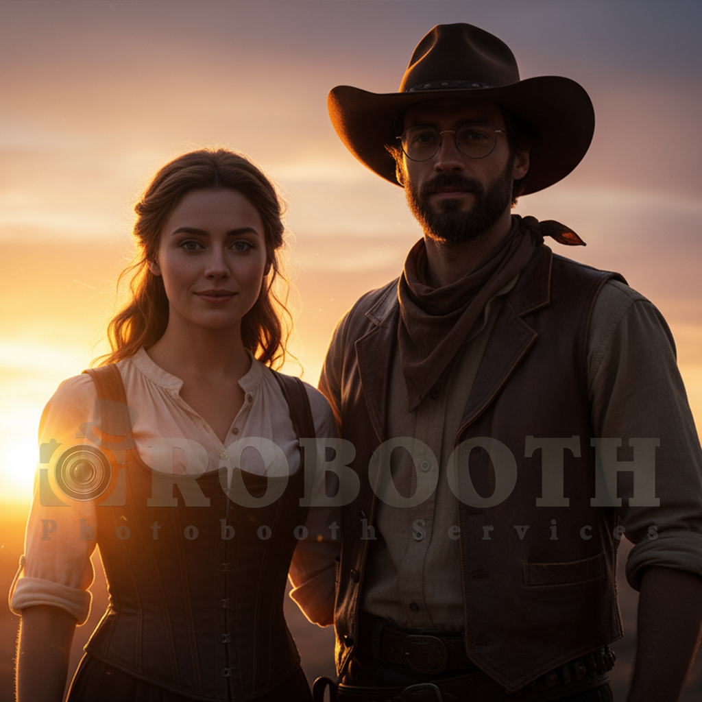 Western-style AI image created by Robooth photo booth in Calgary for a corporate event