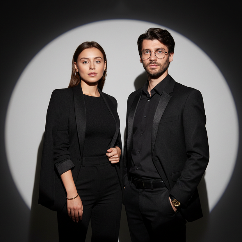 Guests enjoying an AI photo booth with fun digital effects.